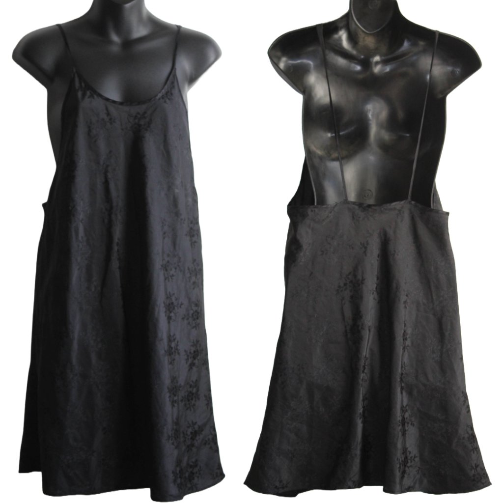 90's Slip Dress In Satin Rose Black